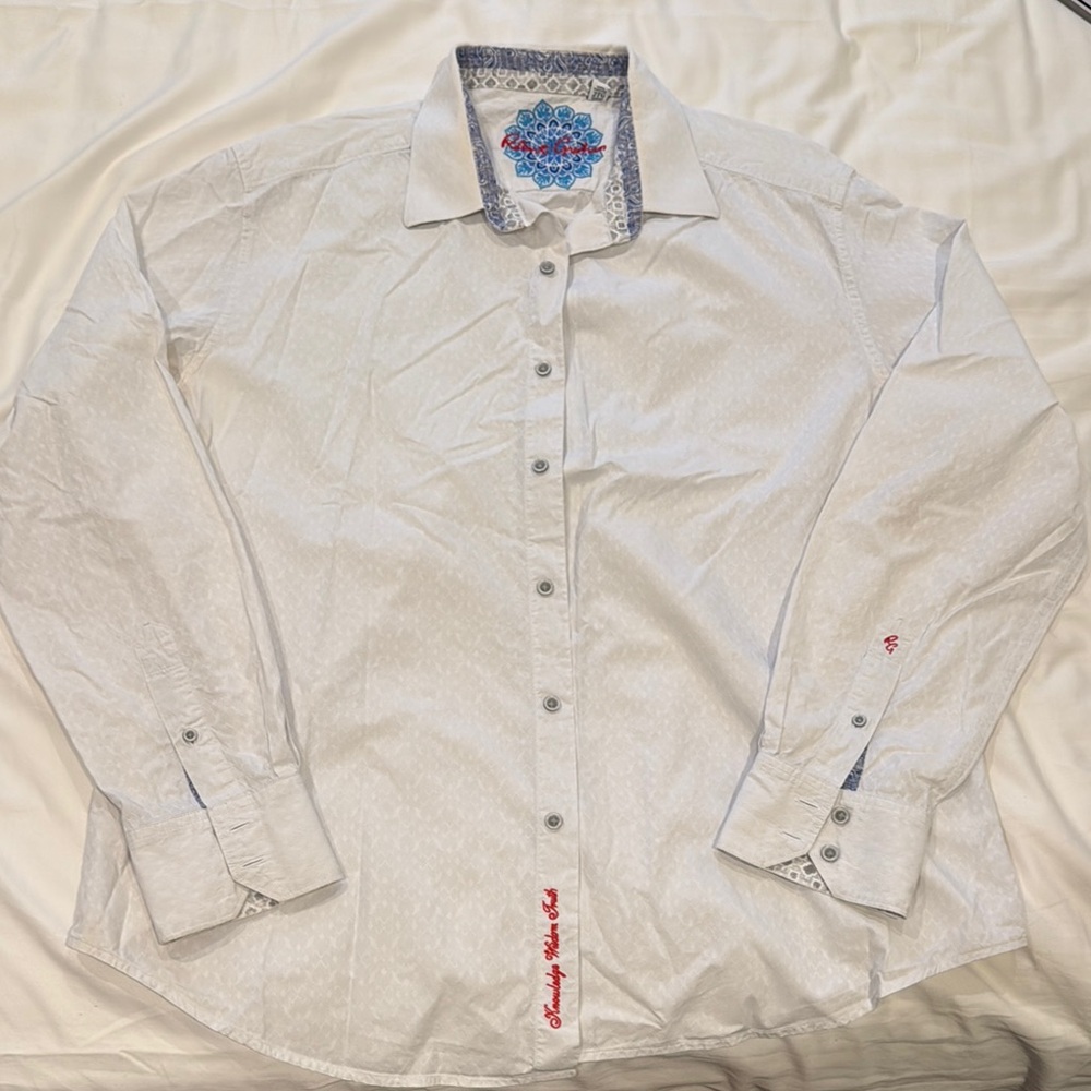 Robert Graham Textured White Mens Shirt